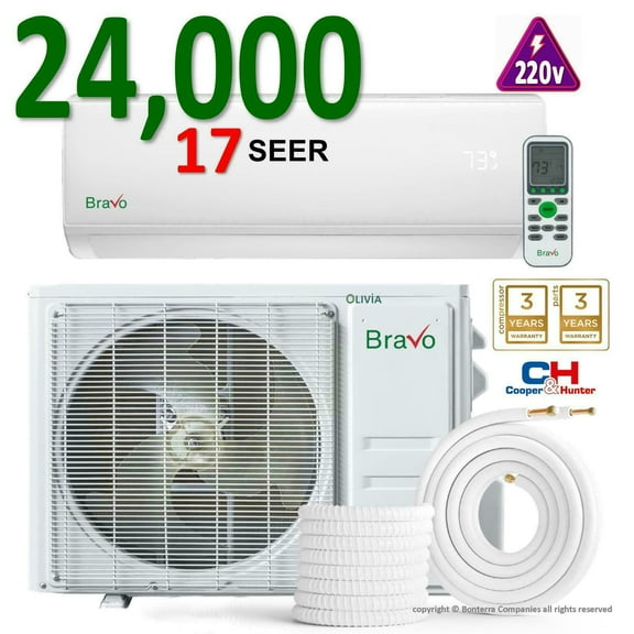 Bravo 24000 BTU Mini Split Air Conditioner Heat Pump 17 Seer 220V