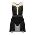 thumbnail image 2 of Hansber Kids Girls Sleeveless Patchwork Lyrical Dress Gymnastics Leotard Skirted Sparkle Modern Dance Costume Black 12, 2 of 6