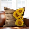 thumbnail image 2 of Rustic Throw Pillow Cover Sunflowers Wood Grain Texture Vintage Pastoral Cotton Linen Cushion Cover Throw Pillow Case with Invisible Zipper for Couch Sofa Bed Chair Car 18x18 Inch, 2 of 9