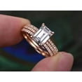 thumbnail image 2 of 2 Ct Man made diamond moissanite & Man made diamond moissanite Trio Bridal Ring Set with 18k Gold Plating, 2 of 6