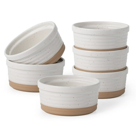 Frewinky Ceramic Ramekins 6oz,Creme Brulee Ramekins & Souffle Dishes for Oven,Mini Bowls for Pudding,Serving Dip, Custard, Ice Cream,set of 6
