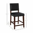 thumbnail image 3 of Linon Brook Full Back Wood Counter Stool, 24" Seat Height, Sapele Finish with Black Fabric, 3 of 12