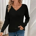 thumbnail image 2 of Caywon Women's Autumn Winter Pullover Long Sleeve V-Neck Loose Solid Color Pullover Thin Knit Sweater Top Lightweight Comfortable Loose Fit Classic V-Neck Design, 2 of 7