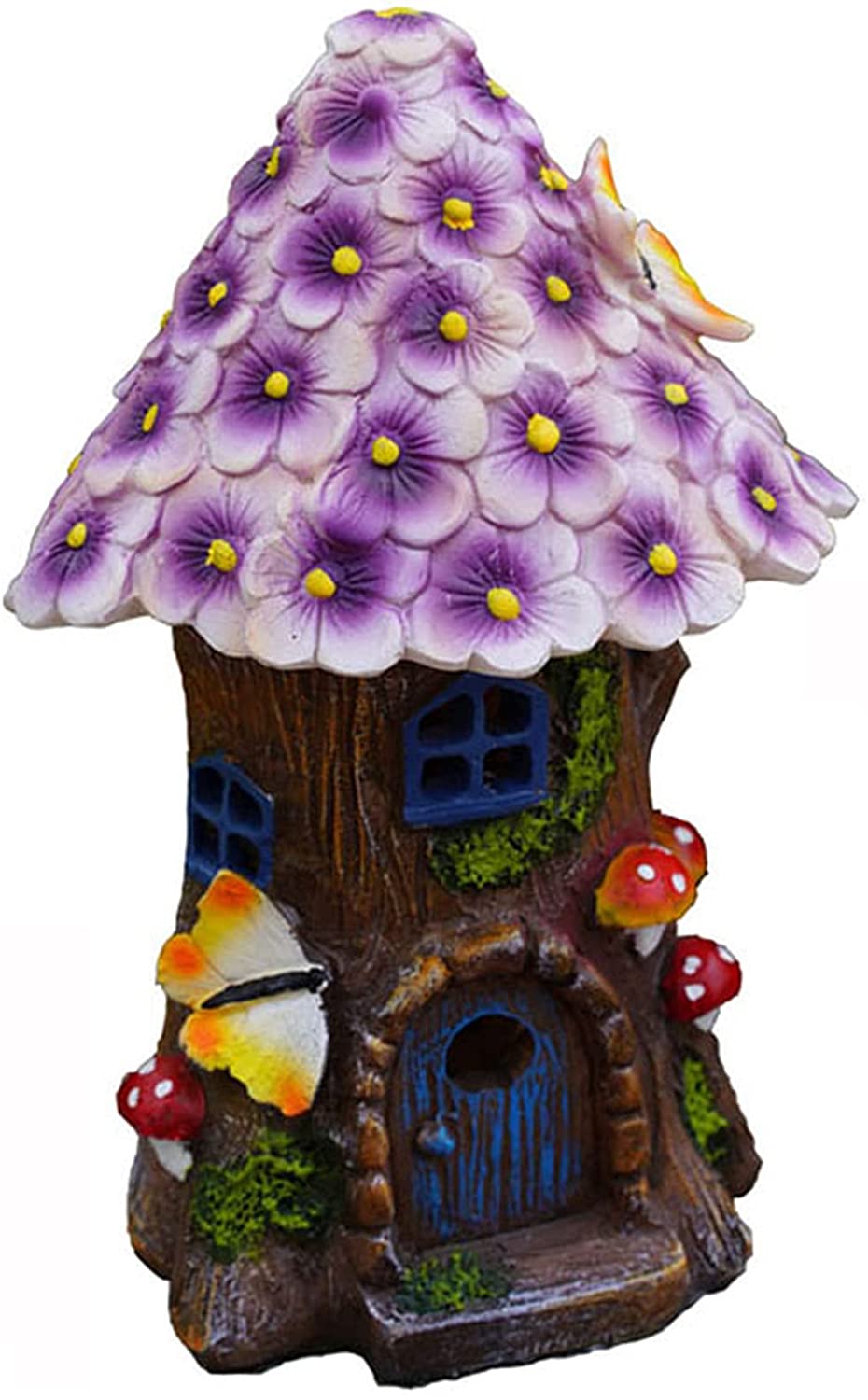 Porte De Fée Ouvrante Miniature – Décoration Jardin Féérique Avec Lanterne Et Fenêtre Phosphorescente, En Résine