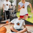 thumbnail image 6 of Coolnut Womens Basic T-Shirts, Basketball Swoosh Star Pattern Short Sleeve Tees, Casual White Crew Neck Tee Shirts for Women, L, 6 of 6