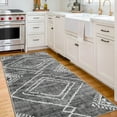 thumbnail image 3 of ReaLife Rugs Machine Washable Area Rug Runner - Living Room Bedroom Bathroom Kitchen Entryway Office - Padded Low Pile Stain Resistant Premium - Moroccan Diamond Tribal - Jax - Gray 2'6" x 8', 3 of 9