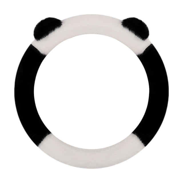 Funda de volante peluda genérica, protector de volante, accesorios para coche Redondo Negro Blanco