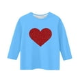 thumbnail image 4 of Avrntaa Spring Valentine Tops for Girls - Heart Print 3/4 Sleeve Tee, Cute Loose Graphic Tunic, Casual Crewneck Blouse, 4 of 5