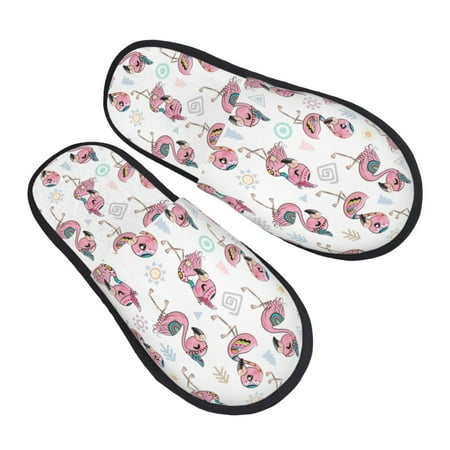 

Bingfone Flamingos Tribal House Slippers for Women Men with Soft Rubber Sole Slip On for Indoor/Outdoor-Medium