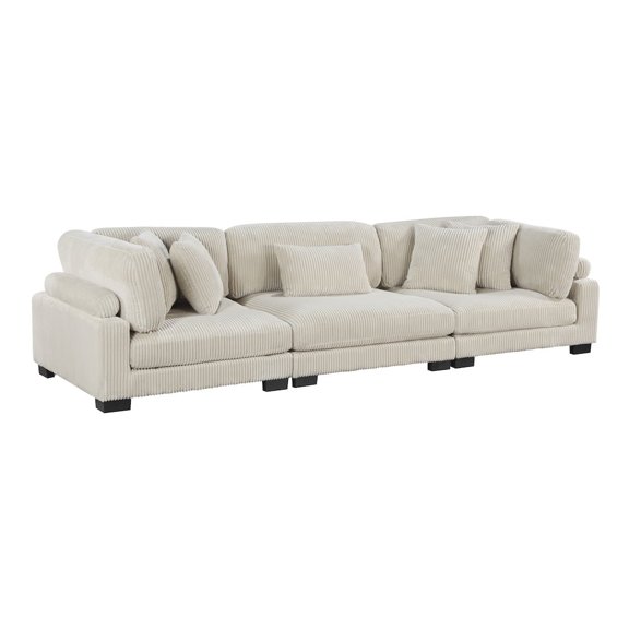 Lexicon Traverse Upholstered Corduroy Fabric Sofa with Arm Rest in Beige
