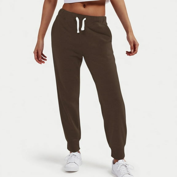 Fartey Women's Baggy Sweatpants with Pockets Loose Fit Y2k Solid Color Joggers Pants Athletic Lounge Drawstring High Waist Cinch Bottom Sweatpant Brown S
