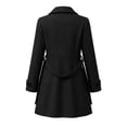 thumbnail image 3 of Womens Elegant Pea Coats Notch Double Breasted Midi Coat Long Sleeve Solid Color Fashion Winter Outerwear with Belt Black XXL, 3 of 6