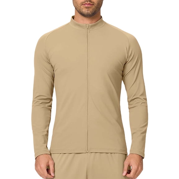 WRKEKC Athletic Jackets for Men Half High Neck Zip-Up Long Sleeve Soft Stretchy Running Workout Outerwear Tops
