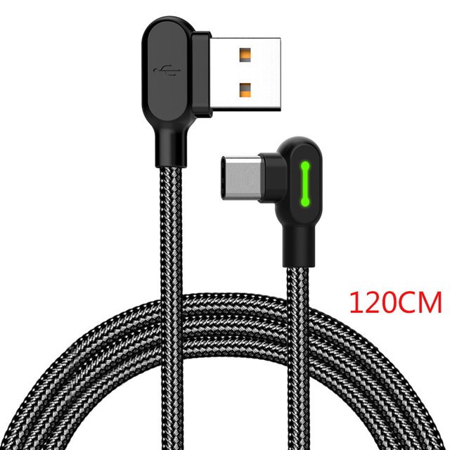 Mcdodo USB Tipo C Cable 90 grados Teléfono móvil Cable de carga rápida Línea 2A Cable de datos USB C 50cm/120cm/180cm Kearding DZ4585-02B