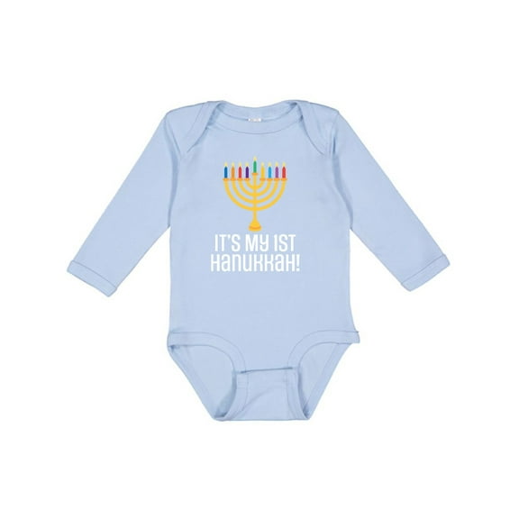 Inktastic 1st Hanukkah Menorah Childs Boys or Girls Long Sleeve Baby Bodysuit