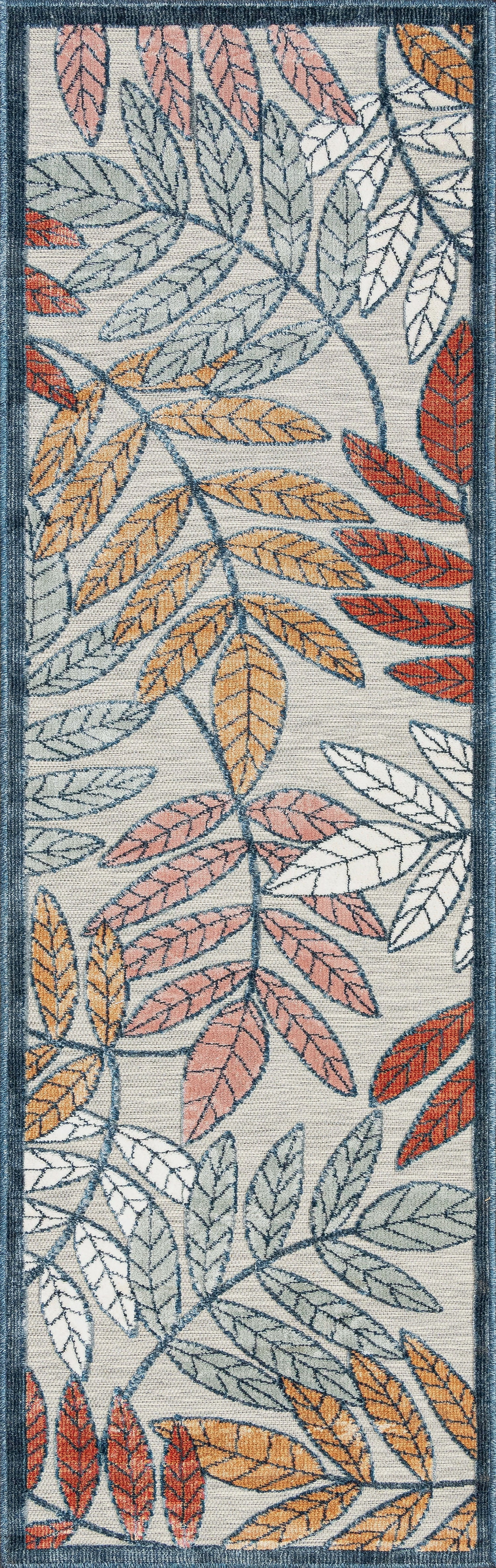 Bliss Rugs Floral Indoor Outdoor Rug Water Resistant Runner Rug for Patio, Hallway, Entryway, Deck, Gray ,2' x 8'