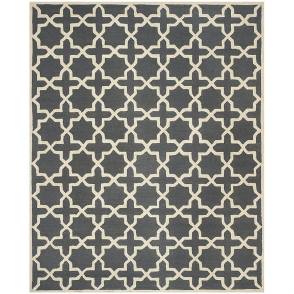 SAFAVIEH Cambridge Liz Geometric Wool Area Rug, Dark Grey/Ivory, 3' x 5'