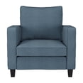 thumbnail image 3 of CorLiving Georgia Linen-Like Fabric Upholstered Indoor Living Room Furniture Set with Armchair and Ottoman, Blue, 3 of 6