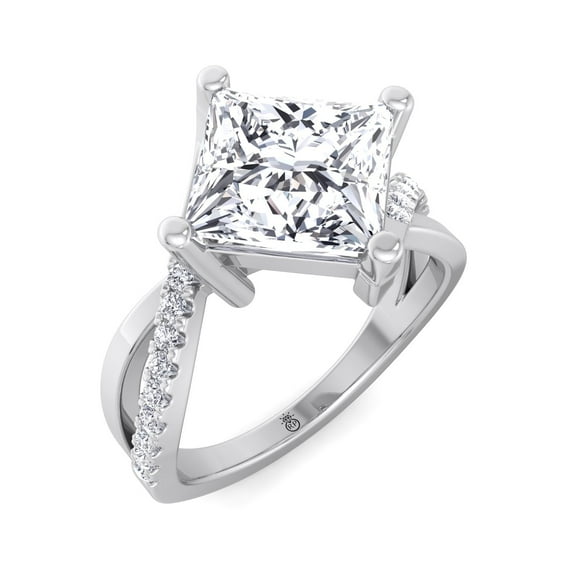 Garland - Moissanite Princess Cut Lab Diamond Engagement Ring With Wrap Detail Sidestones