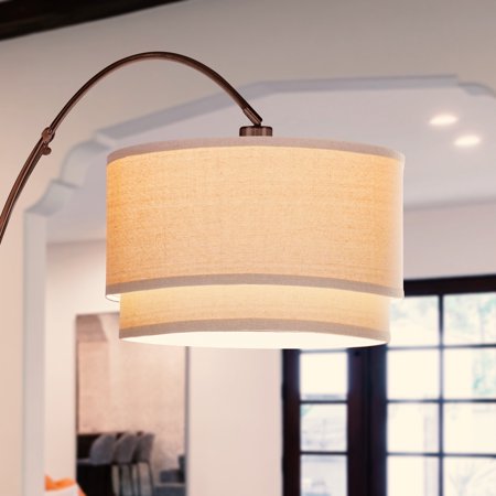 Brightech Mason Arc Floor Lamp with Hanging Drum Shade & LED Light Bulb
