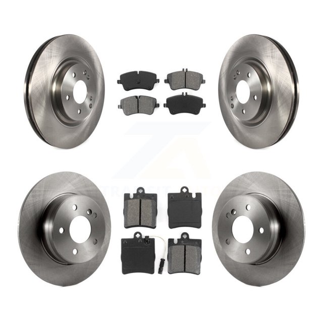 Transit Auto Front Rear Disc Brake Rotors and Semi-Metallic Pads Kit for Car 2004 Mercedes-Benz C320 Wagon Coupe with RWD with Sport Package K8S-101350