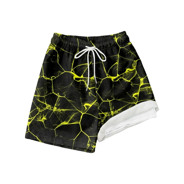 Liyamei Maillots de Bain Garçon avec Doublure de Compression Shorts de Bain Extensibles, 7 Ans