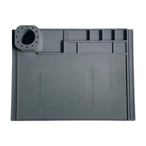 Alfombrilla para soldar, almohadilla para reparación de dispositivos electrónicos, resistente al calor, de silicona, multiusos, para soldar y reparar Gris