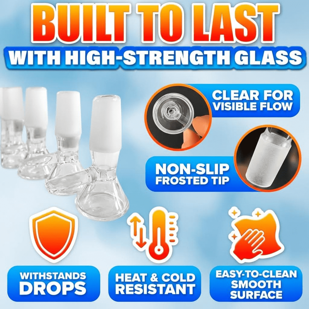6-Pack Clear Glass Funnels with Handle for Easy Pouring, Thick Spill-Resistant Design for Kitchen, Lab, DIY Use with Liquids and Oils, Includes 2 Cleaning Brushes for Simple Maintenance