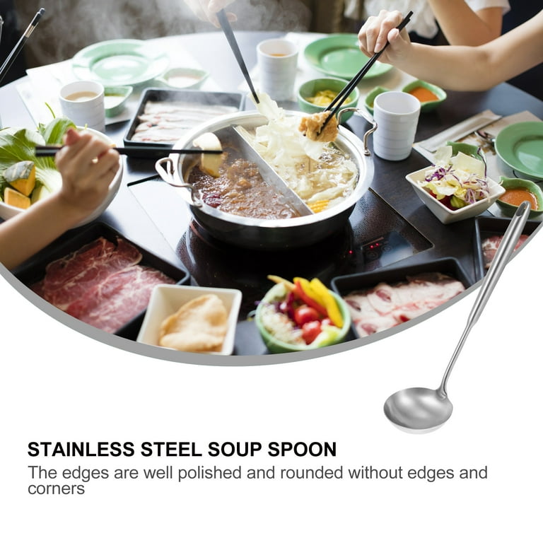 1Pc Stainless Steel Cooking Spoon Rustproof Soup Scoop Hot Pot Ladle  (Silver) 