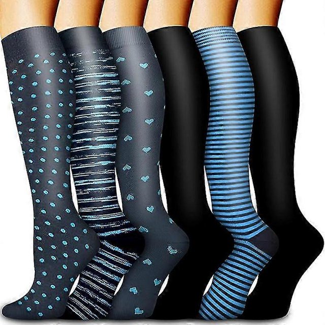 Chaussettes de Compression pour Femmes et Hommes 6 Paires, Meilleur Soutien pour la Course