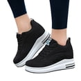thumbnail image 3 of CAICJ98 Womens Sneakers Women's Knits Oxfords Classic Lace Up Shoes Square Toe Wingtip Flats Casual Fall Walking Sneakers,Black, 3 of 5