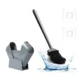 thumbnail image 3 of Bathroom Toilet Brush and Holder Set, Toilet Bowl Cleaner Bendable Tongue-shaped Silicone Brush Head Anti Splash Bristles, Self Closing Quick Drying Holder in Black, 3 of 4