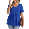 thumbnail image 6 of OGLCCG Plus Size Tops for Women Casual Oversized Tshirts for Women Loose Fit V Neck Babydoll Top Summer Basic Tees L-5XL, 6 of 6