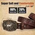 thumbnail image 6 of SUOSDEY Cowboy Western Belts for Men Women Floral Engraved Belt for Jeans Christmas Coffee Cowgirl Belt (Horse Buckle), 6 of 8