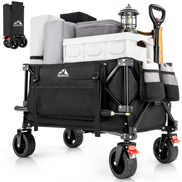 Wagon Cart HEIMUEE 150L, plegable, todo terreno, negro