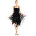 thumbnail image 4 of TTAO Women's Elegant Modern Lyrical Dance Costume Asymmetric High Low Ballet Dancing Dress Dancewear Black M, 4 of 7