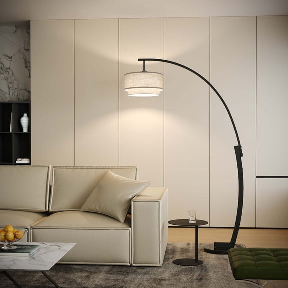 SUNMORY 81" Tall Arc Floor Lamps for Living Room, Modern Curved Floor Lamp with Double Layers Lampshade, Standing Lamp with Marble Base, 3 Color Temperature Arch Floor lamp for Dinning Room