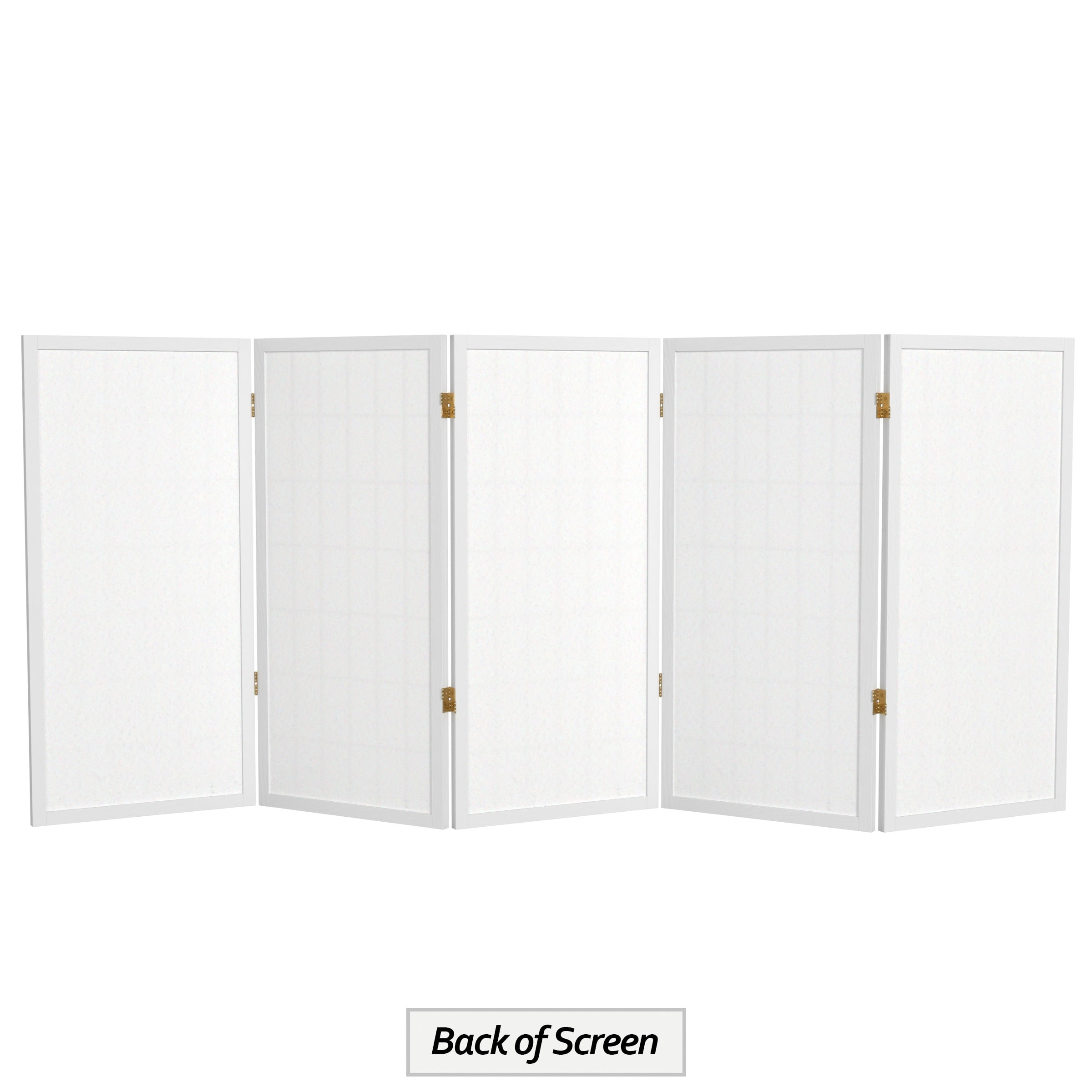 3 ft. Tall Classic Japanese Window Pane Lattice Privacy Screen - White - 5 Panels