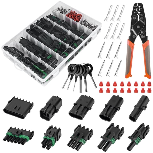 367Pcs 20 Kits Waterproof Automotive Electrical Connectors 1/2/3/4/6 Male&Female Pin 22-14AWG Wire Harness Spark Plug Connector Terminals P