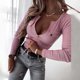 thumbnail image 3 of Women Autumn Casual Slim Fit Blouses Shirts Long Sleeve Knitted Ribbed Tops, 3 of 8