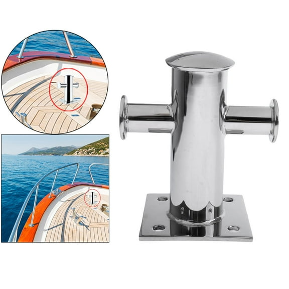 Heavy Duty- 304 Stainless Steel- Single Mooring Bitt Bollard Cleat- with Base Plate- for Boat Marine Replacement Replace 1pc