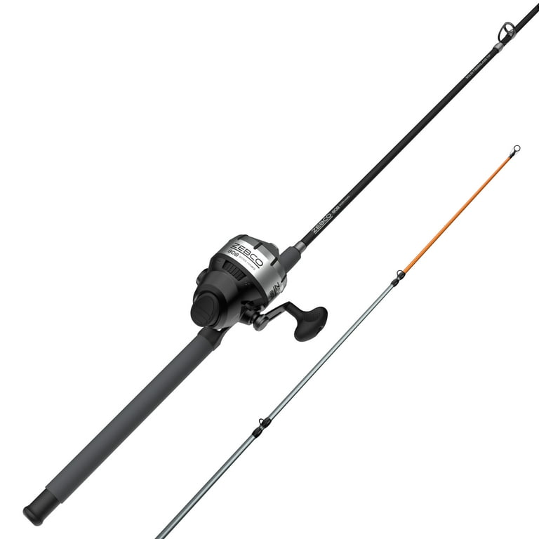 Zebco 808 Boss Hawg Spincast Reel and Fishing Rod Combo, 7-Foot 2-Piece  Durable Fiberglass Fishing Pole, Size 80 Reel, Built-In Bite Alert,  Includes 18-Piece Tackle Kit, Gray/Black 
