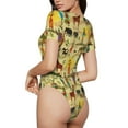 thumbnail image 3 of Easygdp Ethnic African Women's One-Piece Swimsuit Slim Fit Crew Neck Bodysuit Athletic Swimwear with Concealed Buckle - Medium, 3 of 9