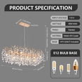 thumbnail image 5 of TICOZE Modern Rectangular Crystal Chandelier, 49.2" Gold Tree Branch Pendant Lighting with 14 Lights Luxury Raindrop Light Pendant Lights for Dining Room Kitchen Living Room(Bulbs Not Included), 5 of 8