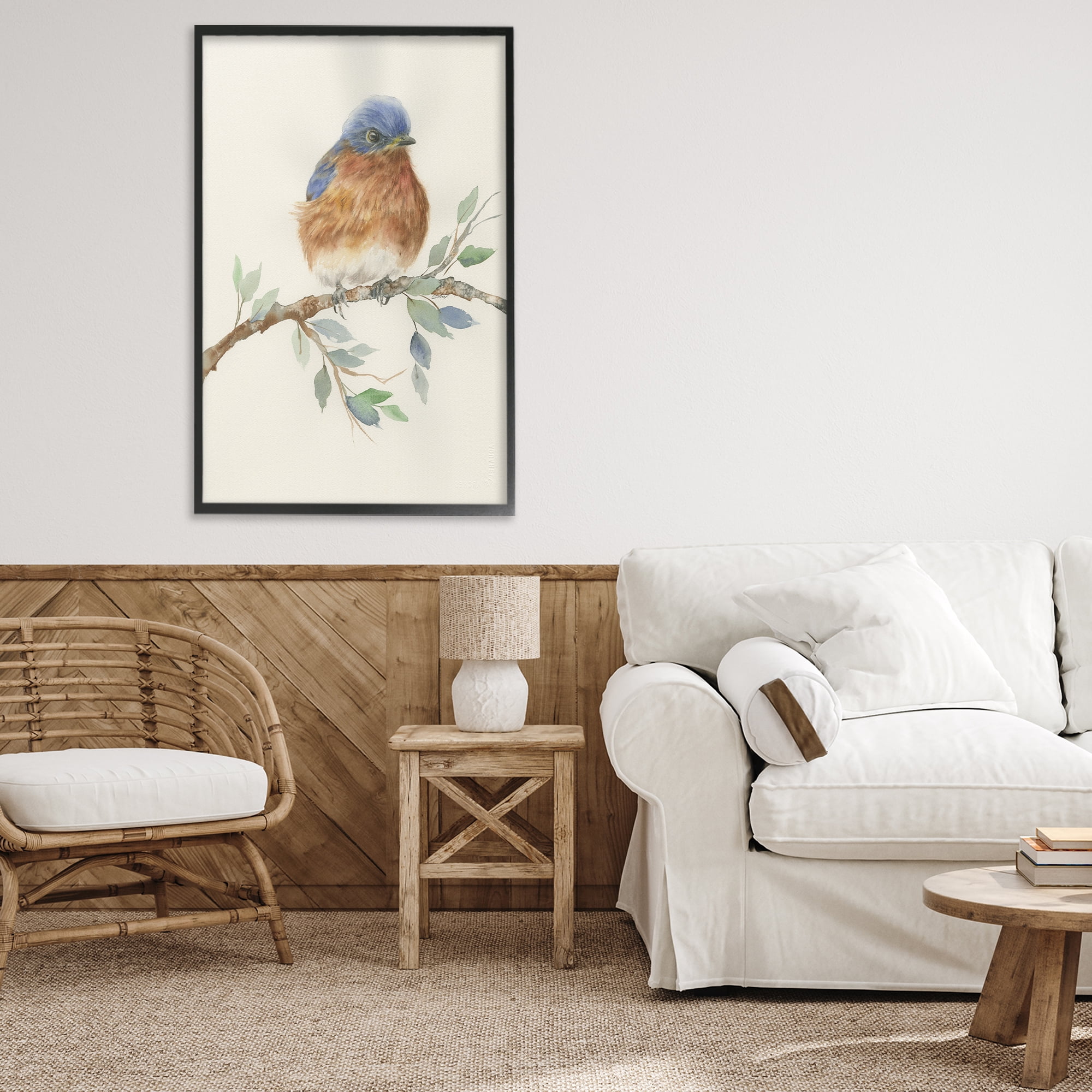 Stupell Industries Songbird Perched on Branch Black Framed Giclee Art, design by Cady Driver