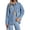 Sky Blue, variant on Women's Oversized Denim Shacket Button Down Long Sleeve Chest Pockets Trendy Black M