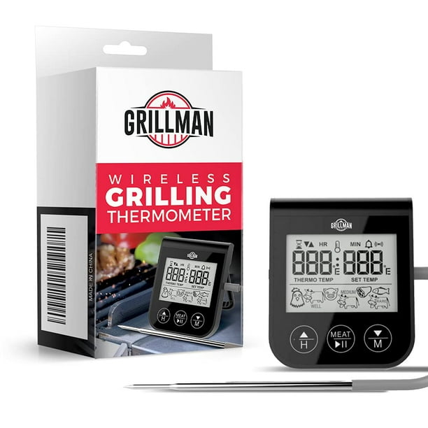 Grillman LCD Digital Meat Thermometer with Leavein Stainless Steel