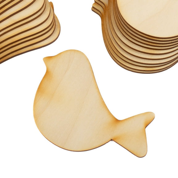 24pc Unfinished Wooden Bird Shapes - for Spring Crafts - Factory Direct Craft