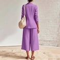 thumbnail image 5 of 2 Piece Sets for Women,Linen Blazer and Pants Matching Set for Women Dressy Casual Work Jackets with Wide Leg Capris 2 Piece Business Outfits, 5 of 9