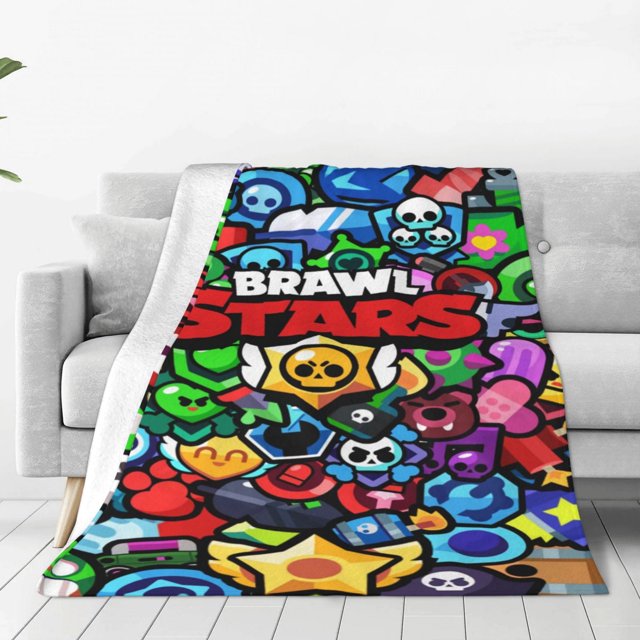 Manta de franela cálida y acogedora de Brawl Stars para sala de estar, dormitorio, cama, sofá, coche, mantas de vellón para todas las estaciones, regalos para niños, adolescentes y adultos, 50 x 40